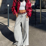 Retro Plaid Embroidered Casual Pants
