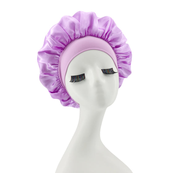 Lace-lined wide-brimmed elasticated hat