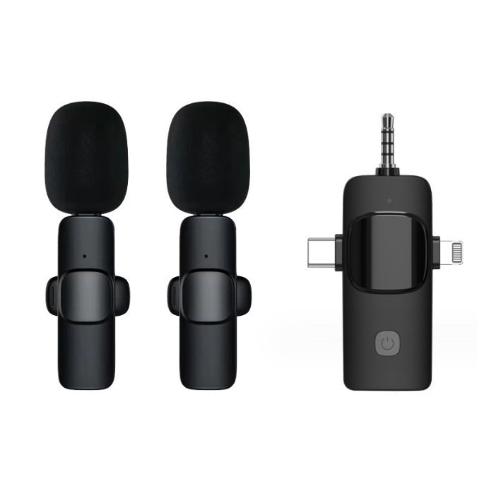 K15 3-in-1 Universal Wireless Lavalier Microphone with Noise Reduction for Live Streaming and Recording