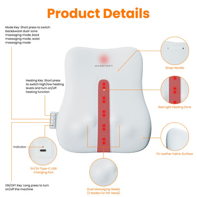 Shiatsu Back Massager Cordless Deep Tissue Massage Pillow