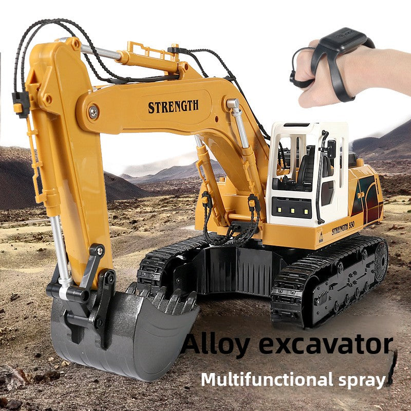 Childrens Alloy Excavator Toy with Light Music Spray Projection