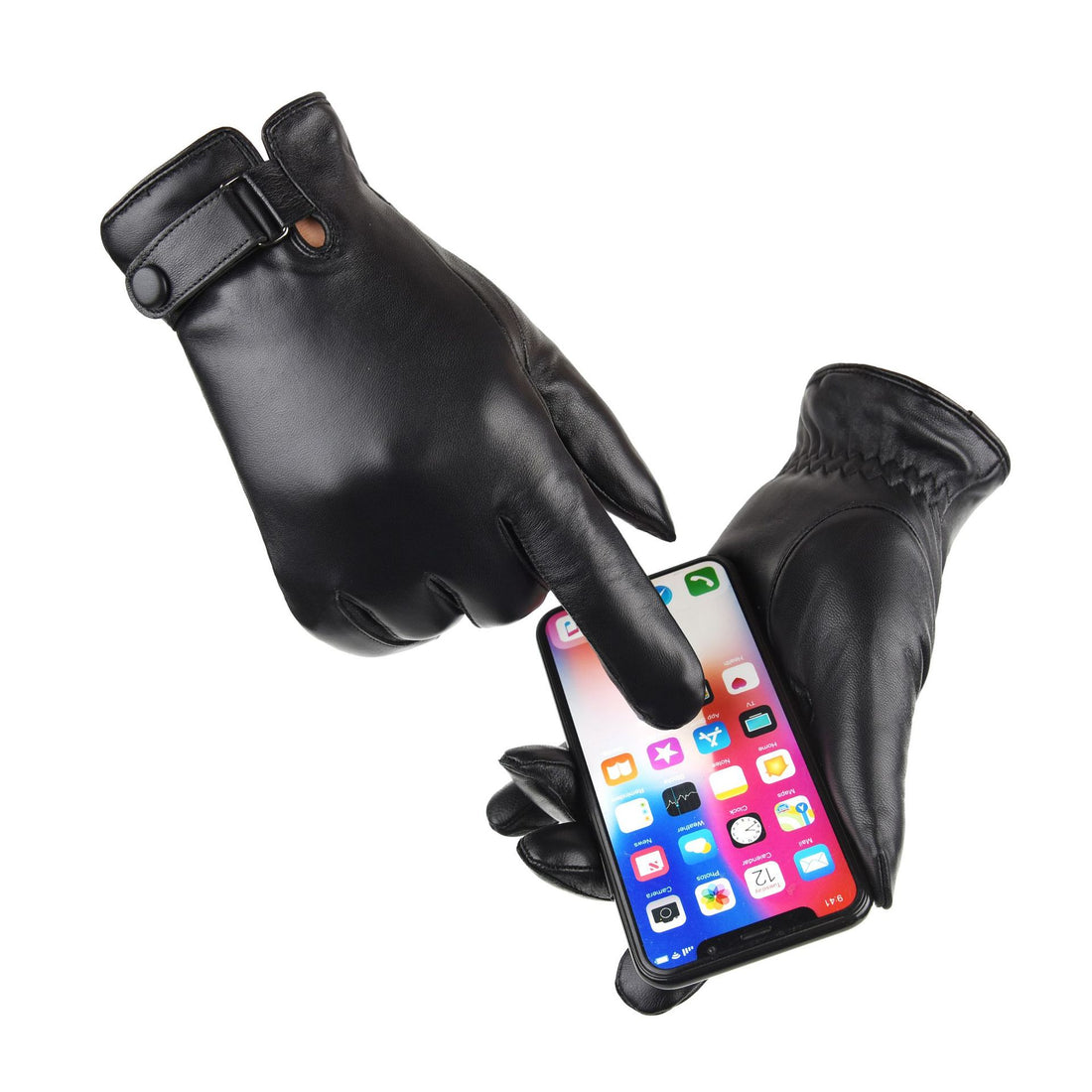 Sheepskin gloves men's fleece-lined touch screen warm autumn and winter non-slip waterproof riding outdoor high-end leather gloves