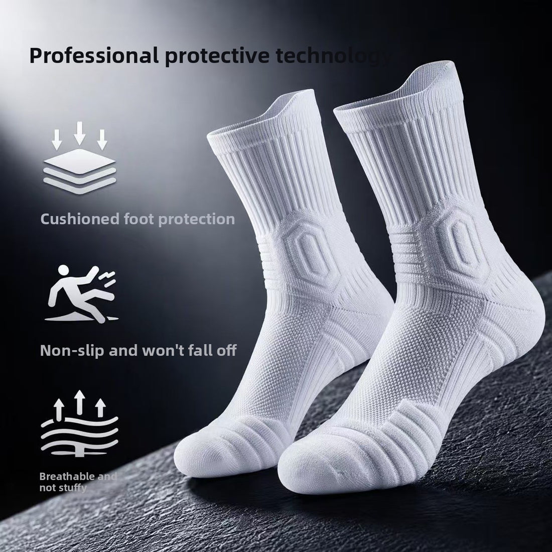 Extra Thick High Tube Mens Terry Cushioned Anti Slip Sports Socks