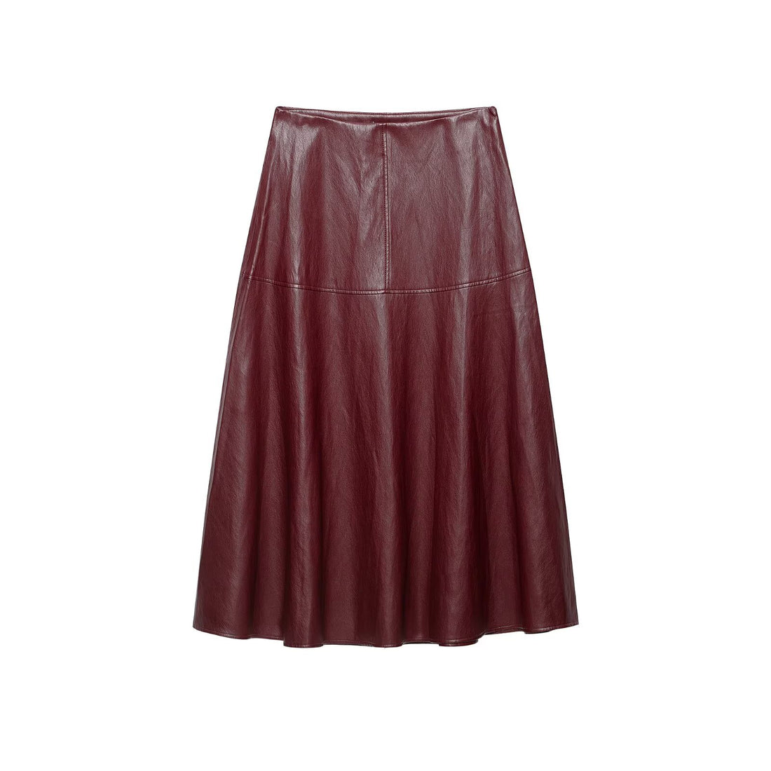 Womens High Waist A-Line Faux Leather Colorblock Mini Skirt
