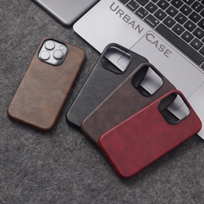 Retro Leather Magnetic Shockproof Phone Case for iPhone 17 16 15 14 13 12 Series