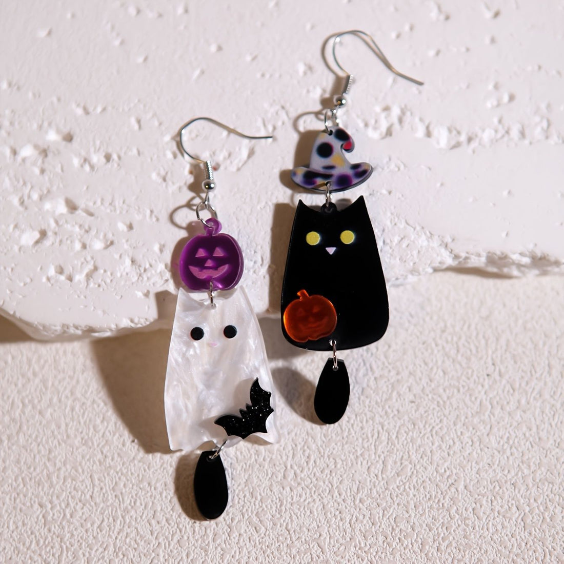 Halloween Acrylic Earrings Ghost Pumpkin Bat Design