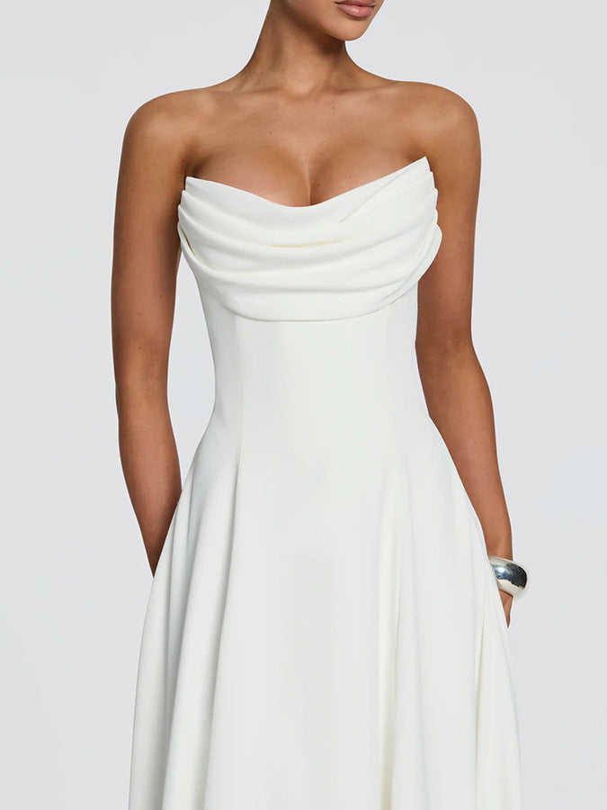 Women's strapless pleated A-line dress with lace-up back, photo 3