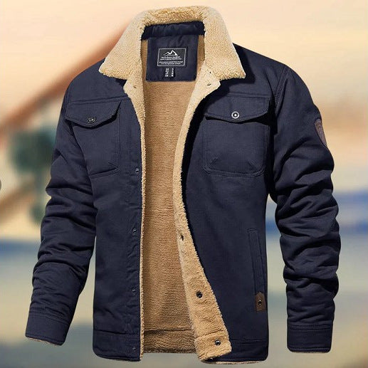 Men's Thickened Fleece Lined Cotton Work Jacket