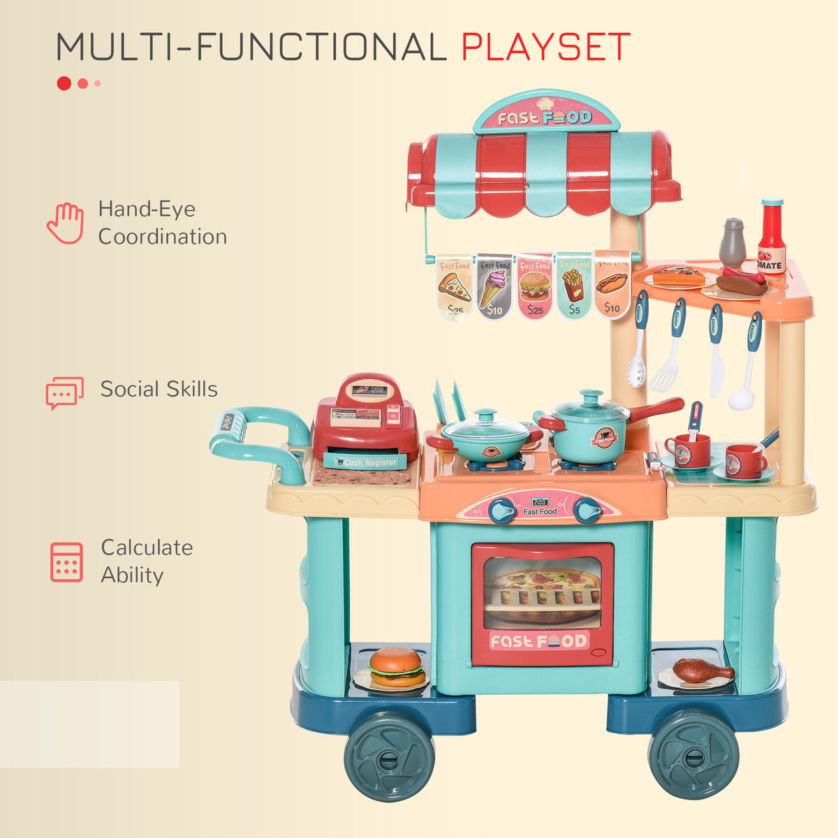 Kids food play stand close up showing height
