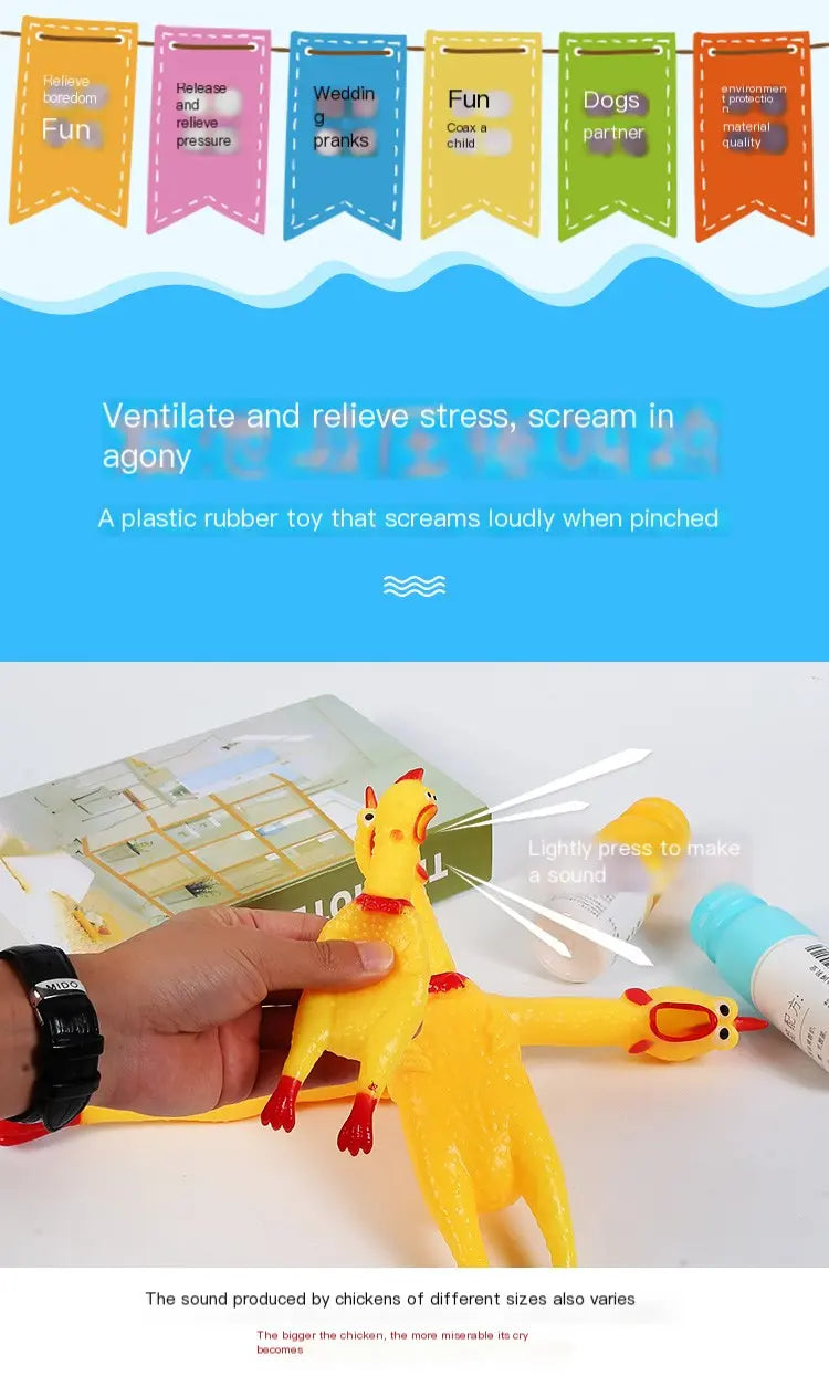 Squeaky chicken toy detail