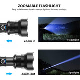 High Power Zoom LED Flashlight USB Rechargeable