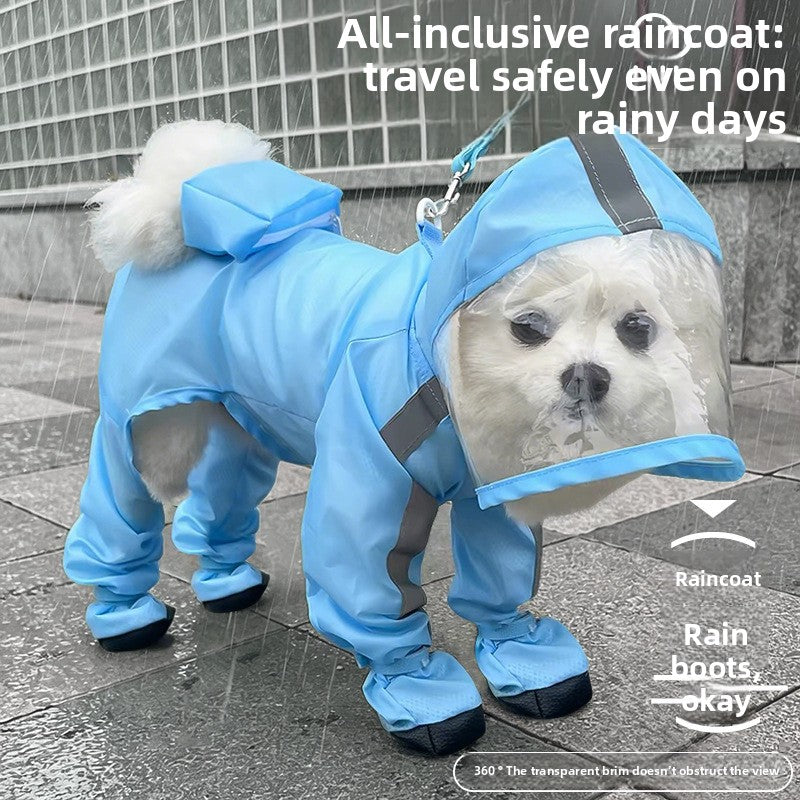 Waterproof Full-Coverage Dog Raincoat, Four-Legged Pet Rainwear for Small Dogs