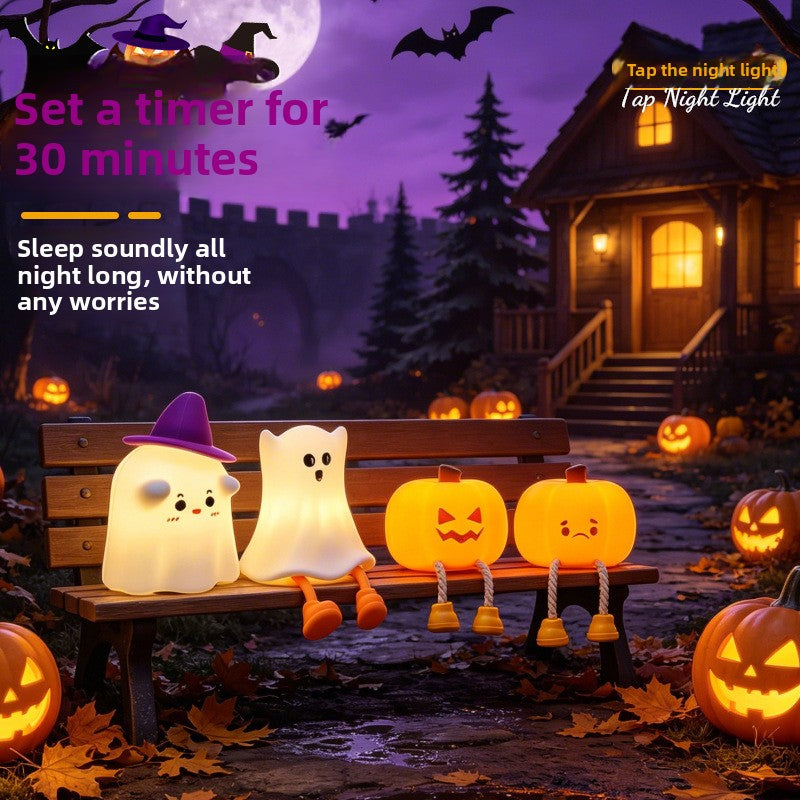 Halloween Pumpkin Silicone Night Light with Touch Control