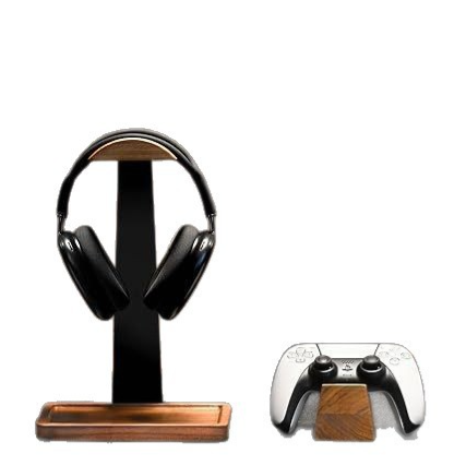 Wooden Headphone Stand with Controller Holder