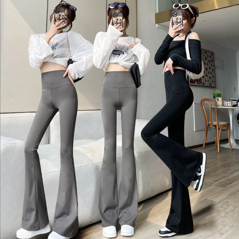 Women's High Waist Micro Flared Pants Slimming Spring Autumn Long Trousers