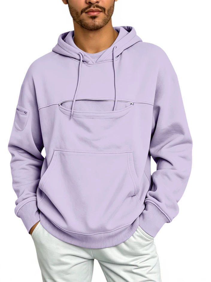 Autumn and Winter Warm Hooded Fleece Long-Sleeve Sweatshirt with Large Pockets for Men and Women Pet-Friendly