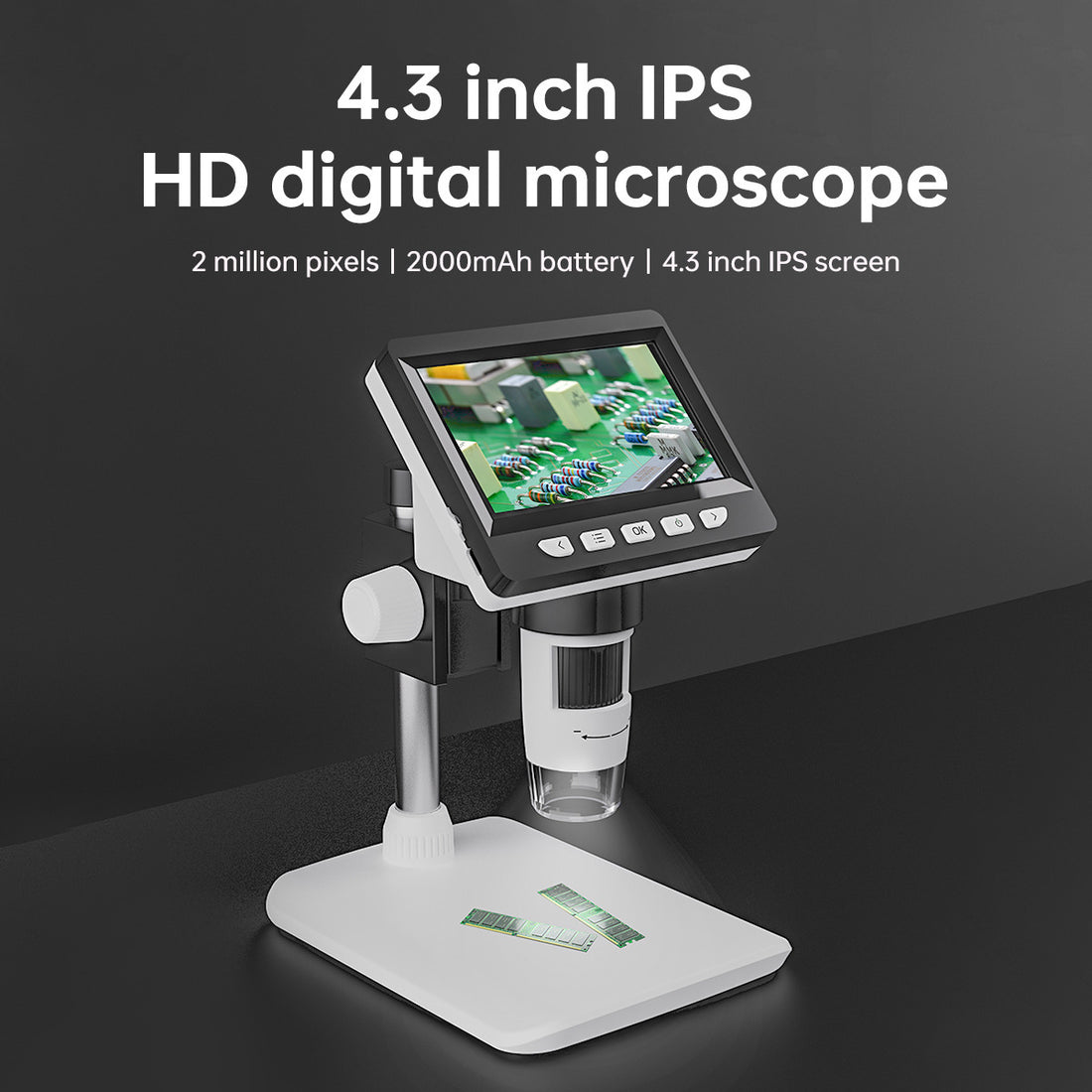 1080P 4.3 Inch Digital Microscope with Screen 1000x Magnification