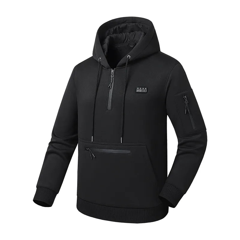 Men's Smart Heated Hooded Sweatshirt, 26-Zone USB Electric Warming Pullover with Power Bank Support, Winter Thickened Sports Jacket