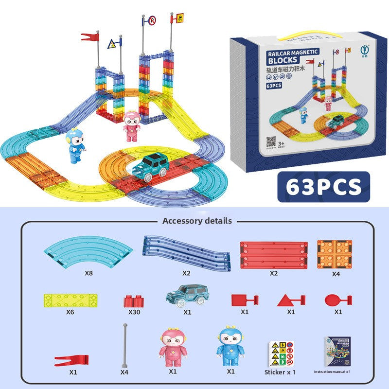 Magnetic Track Building Set with Electric Cars