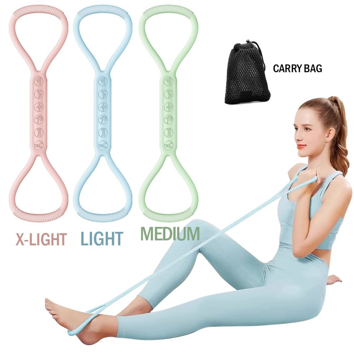 Figure 8 silicone resistance bands set in three resistance levels
