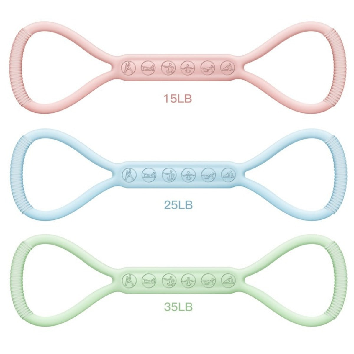 8 character silicone resistance bands packaging
