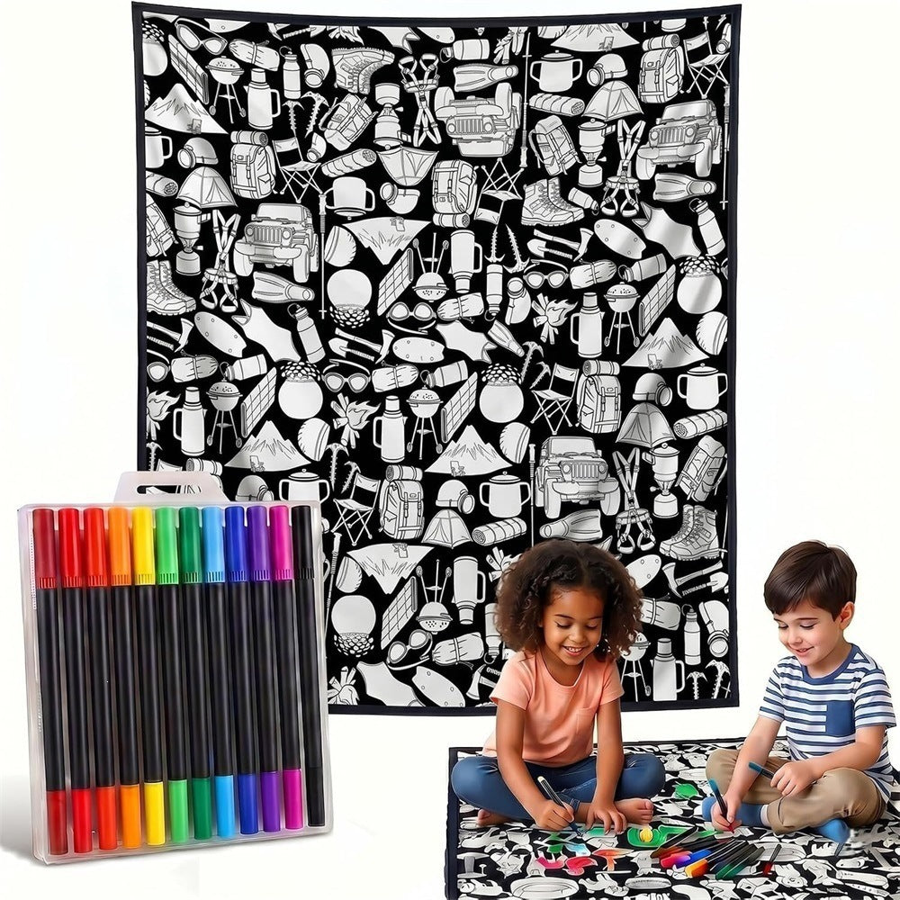 Black and white graffiti flannel blanket to color, photo 1
