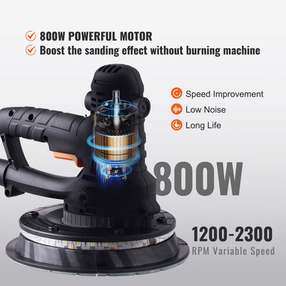 800W variable speed drywall sander with built-in vacuum