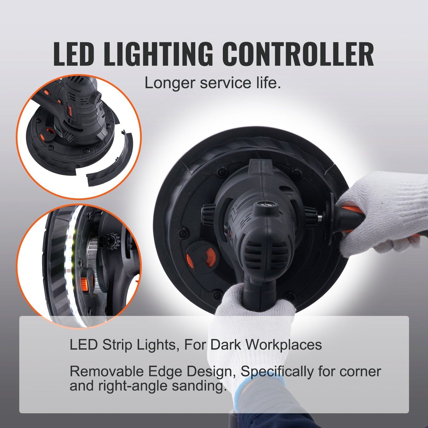 800W variable speed drywall sander with built-in vacuum