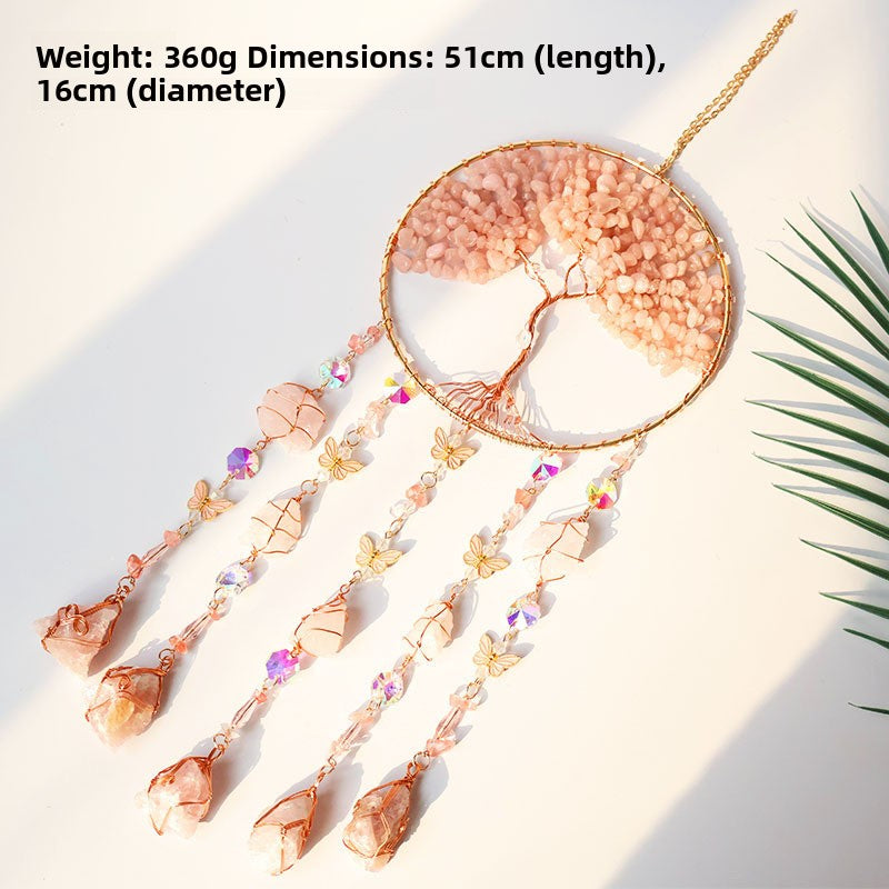 Natural agate crystal wind chime pendant