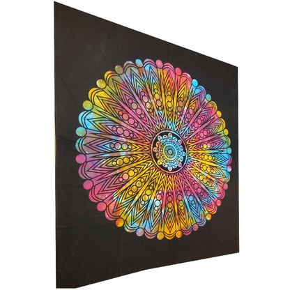 Chakra Wheel Mandala Tapestry, 90 x 80 in