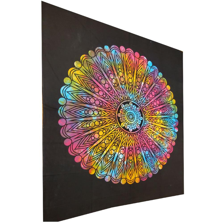 Chakra Wheel Mandala Tapestry, 90 x 80 in