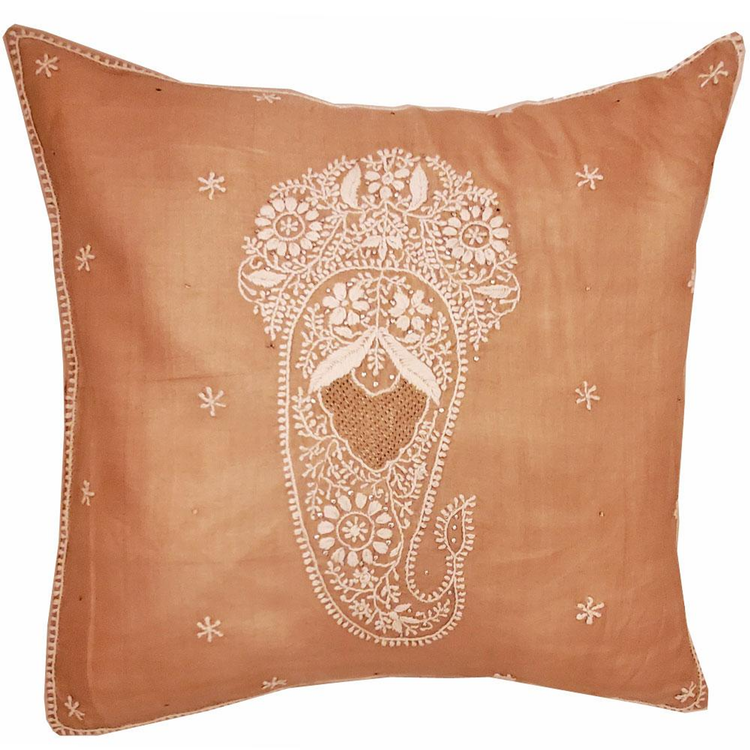 Brinda Embroidery Silk Cushion Cover, 16 x 16 in