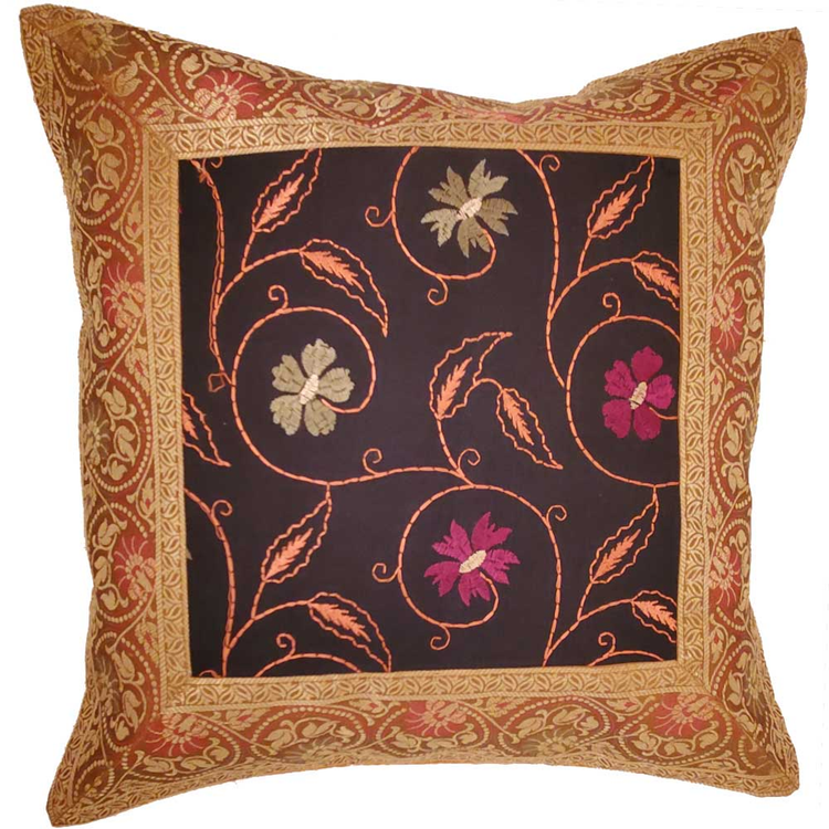 Jacquard Embroidery Patchwork Cushion Cover, 16 x 16 in