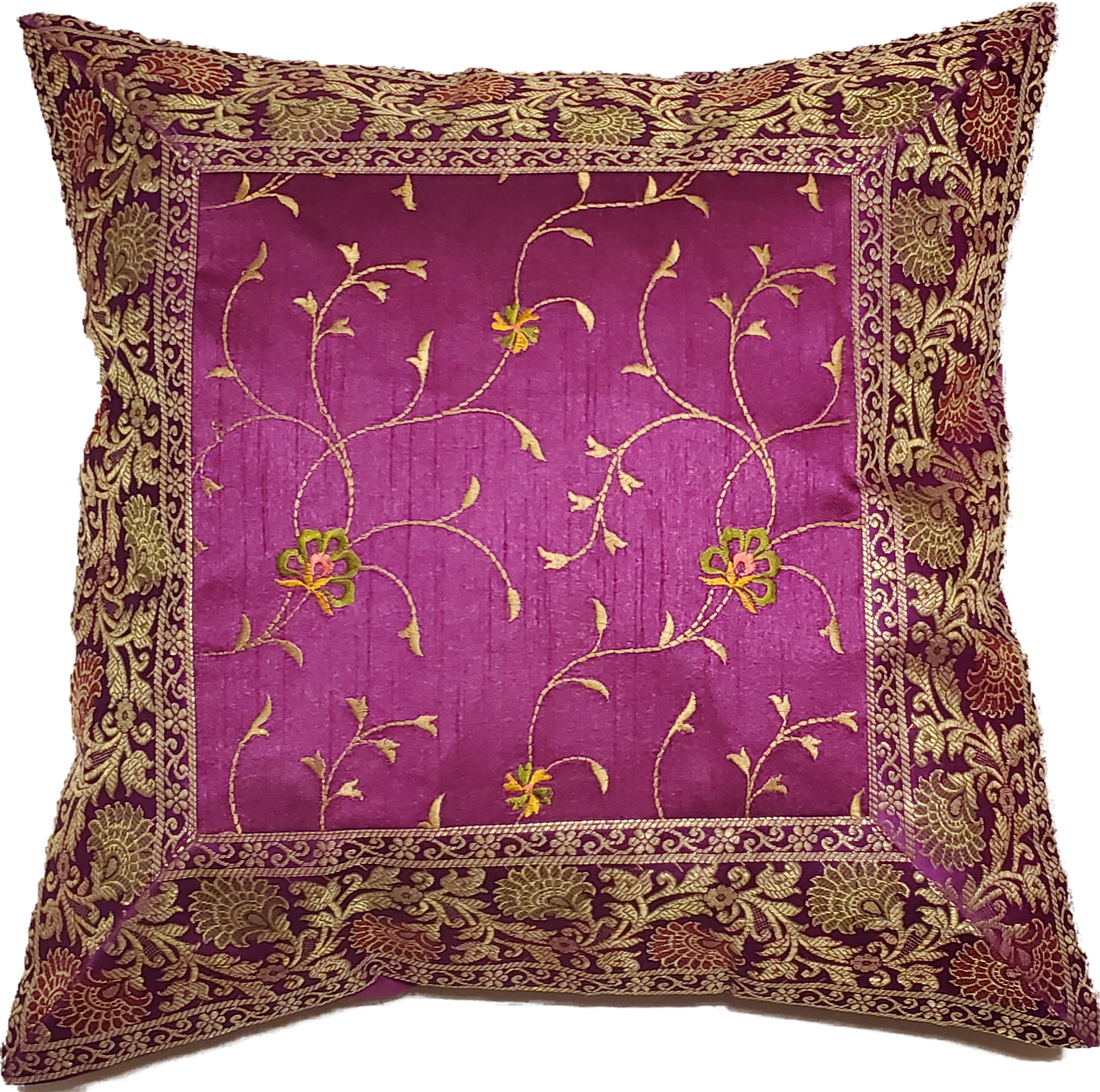Jacquard Embroidery Patchwork Cushion Cover, 16 x 16 in
