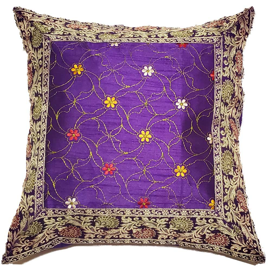 Jacquard Embroidery Patchwork Cushion Cover, 16 x 16 in
