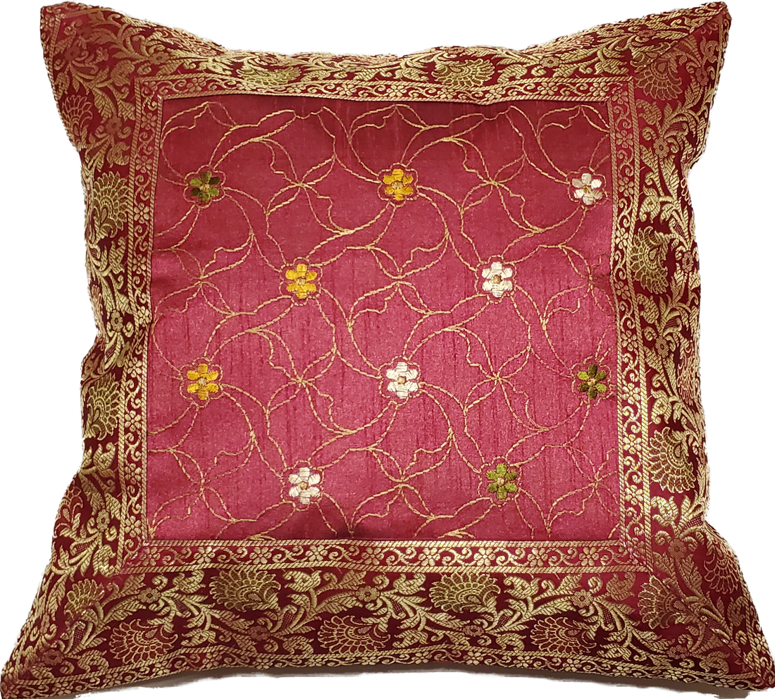 Jacquard Embroidery Patchwork Cushion Cover, 16 x 16 in