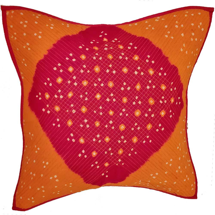 Bandhini Print Cotton Cushion Cover, 16 x 16 in