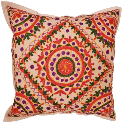 Indian Mirror Work Chandrama Cushion Cover