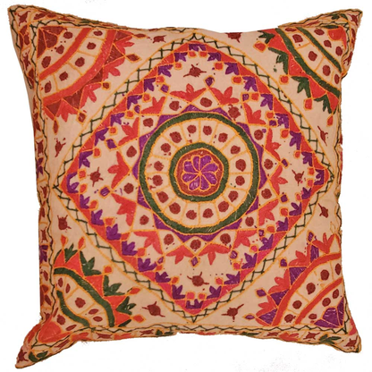 Indian Mirror Work Chandrama Cushion Cover