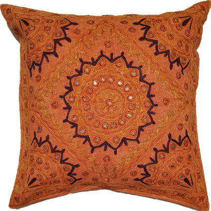 Indian Mirror Work Chandrama Cushion Cover