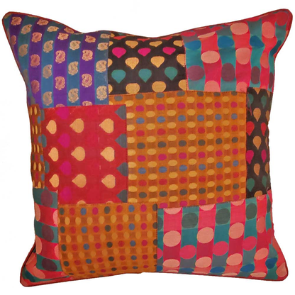 Indian Patchwork Silk Polka Dot Cushion Cover