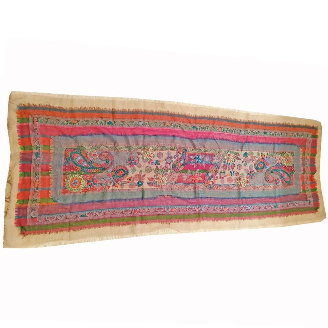 Three Layered Handspun Embroidered Table Runner and Stole