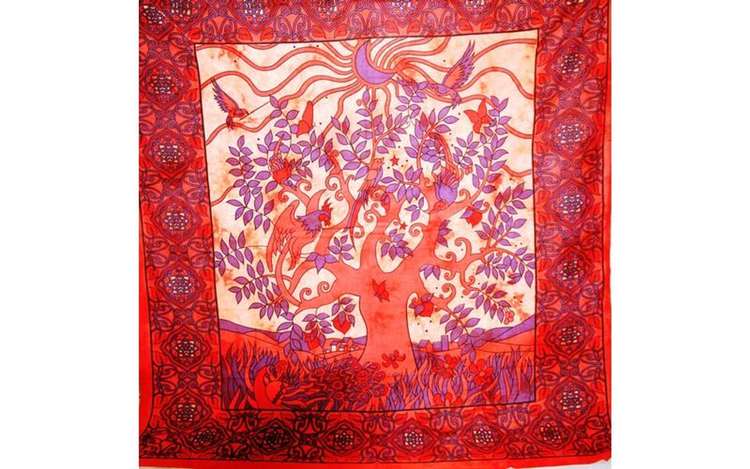 Crescent Moon Garden Botanical Wall Tapestry