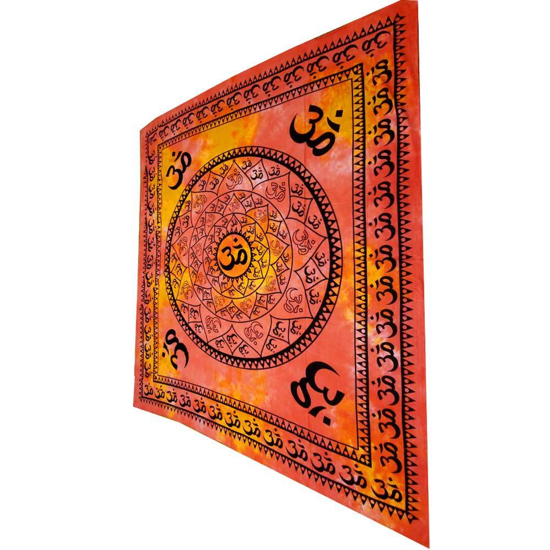 Sunburst Aum Shanti Lotus Mandala Tapestry