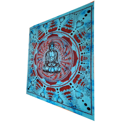 Buddha Dharma Chakra Mudra Lotus Flower Tapestry