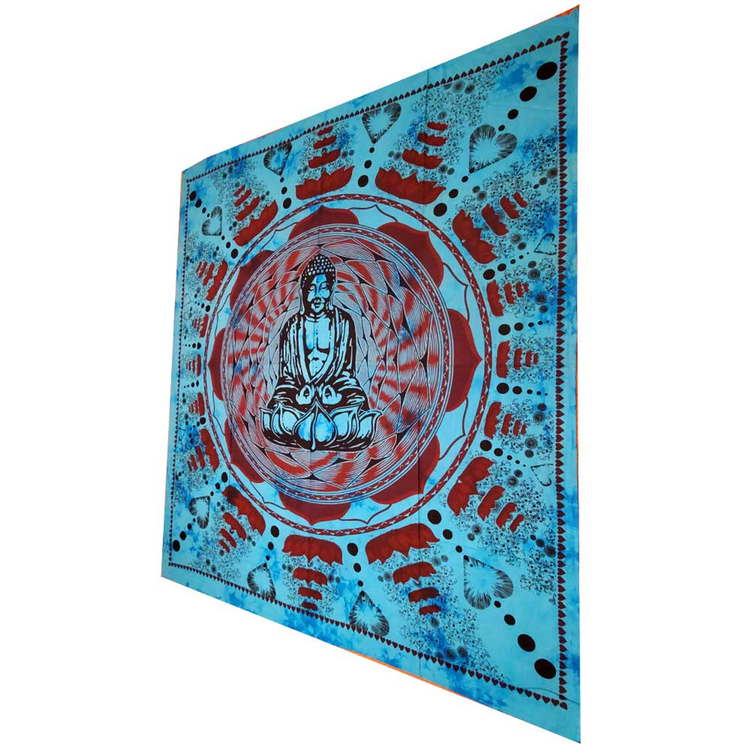 Buddha Dharma Chakra Mudra Lotus Flower Tapestry