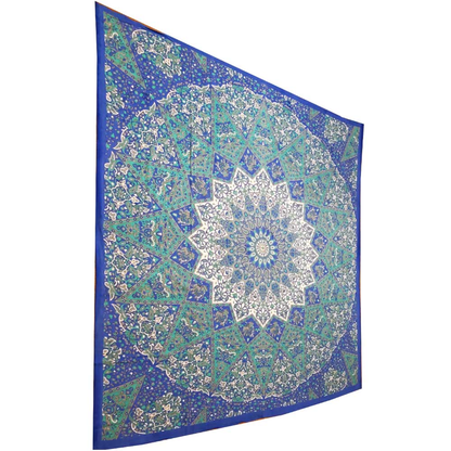 Chakra Star Indian Elephant Mandala Tapestry
