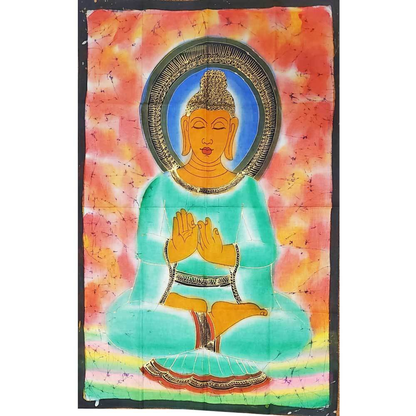 Buddha Teaching Double Lotus Meditation Wall Banner