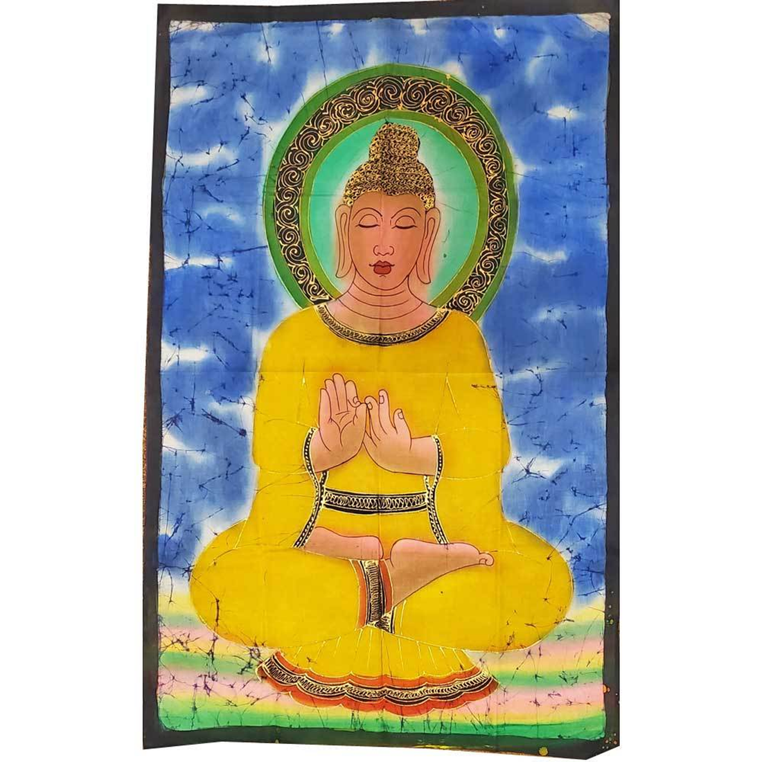 Buddha Teaching Double Lotus Meditation Wall Banner