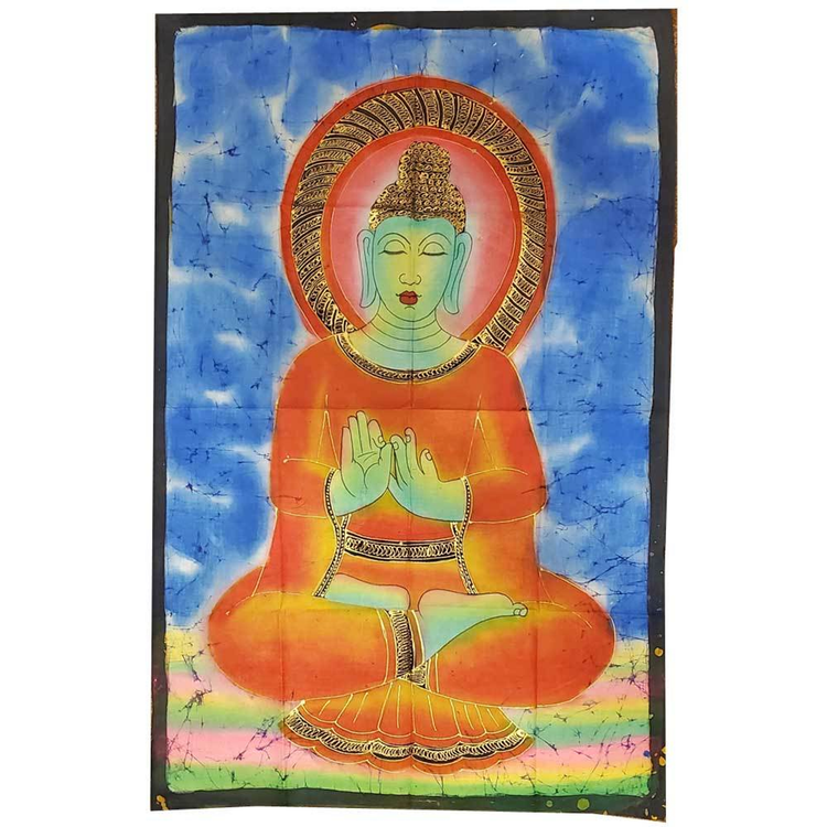 Buddha Teaching Double Lotus Meditation Wall Banner